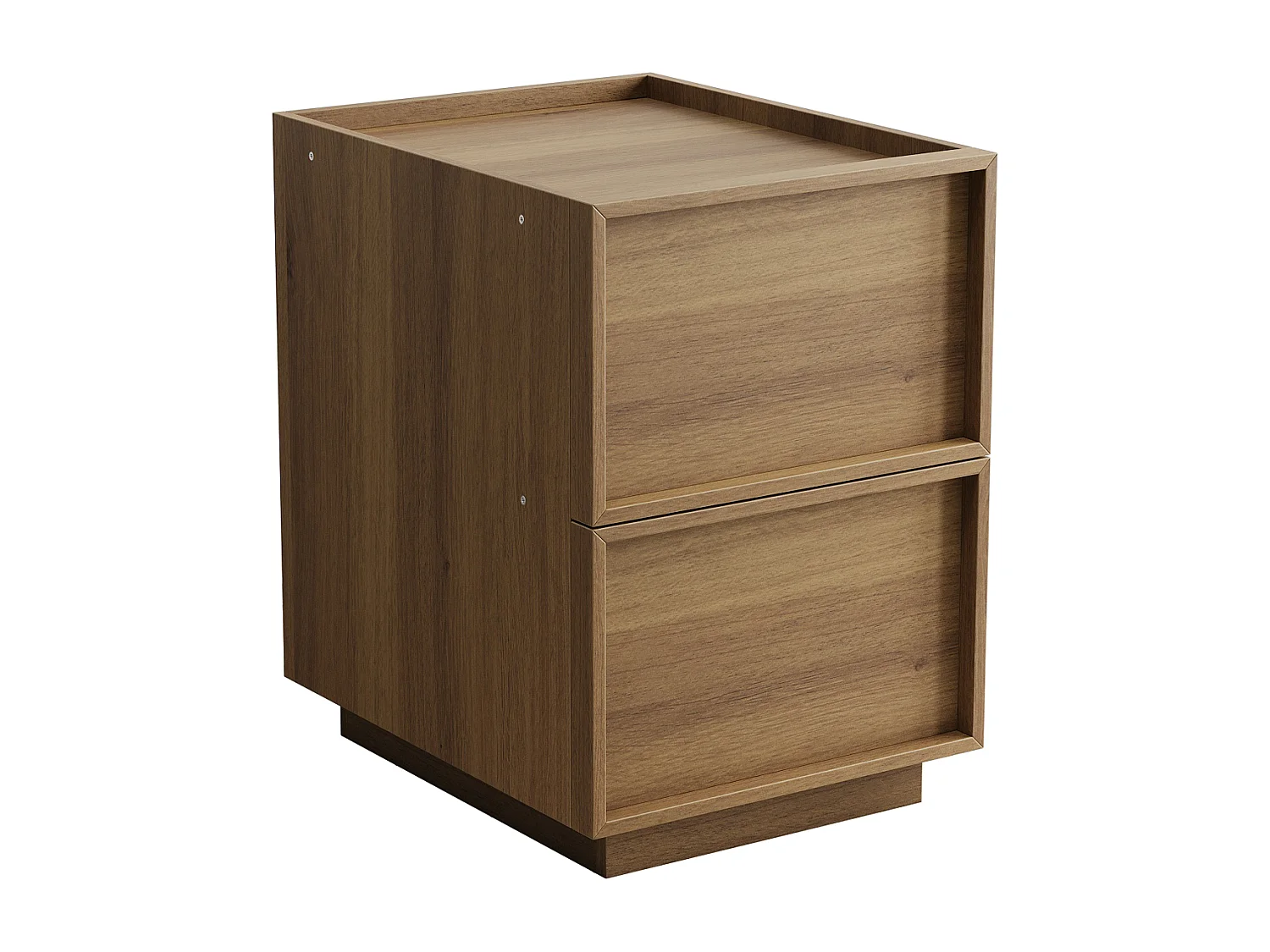 Table de chevet 38 x 48 x 54 cm avec 2 tiroirs - Sans poignée - Couleur bois