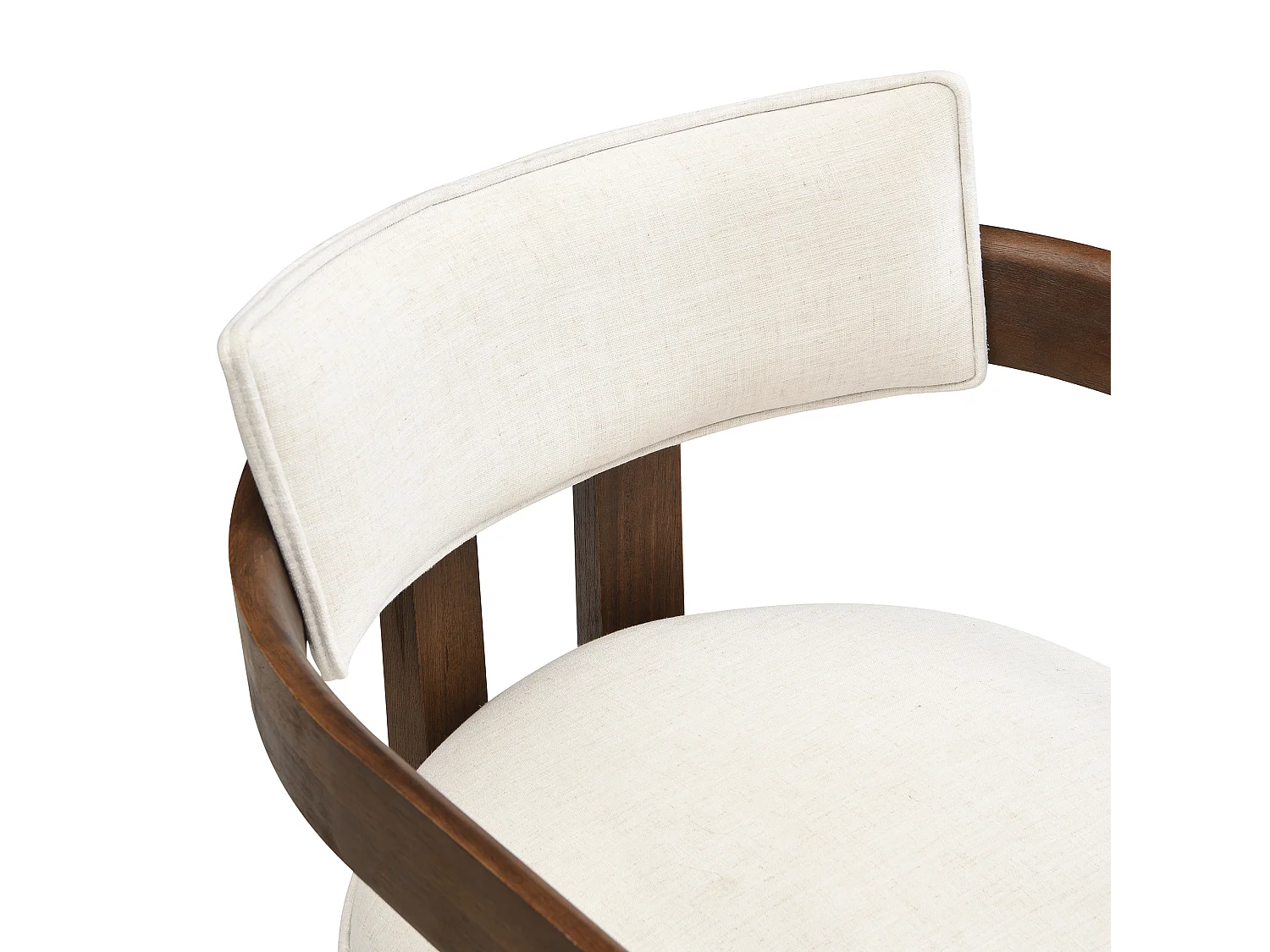 Lot de 4 chaises en bois et lin pour salles à manger, salons et café - Couleur noyer