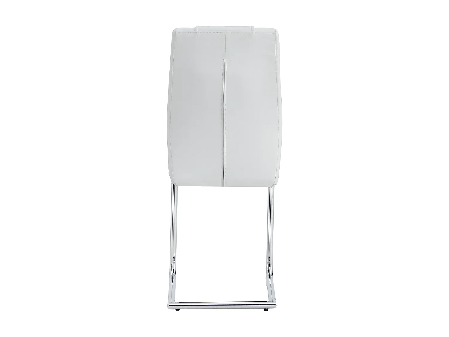 Lot de 4 chaises en simili cuir PU blanc - Pieds métal argenté antidérapants