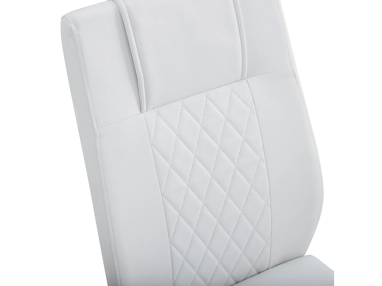 Lot de 4 chaises en simili cuir PU blanc - Pieds métal argenté antidérapants