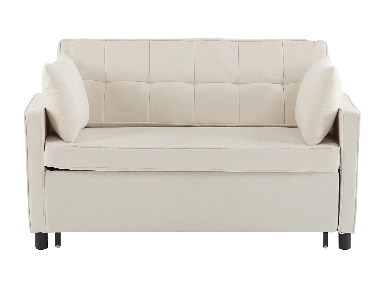 Canapé convertible 2 places avec dossier réglable - Tissu chenille beige