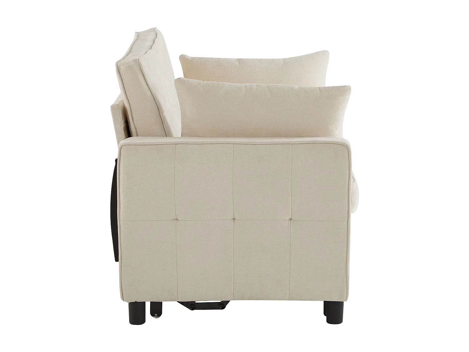 Canapé convertible 2 places avec dossier réglable - Tissu chenille beige