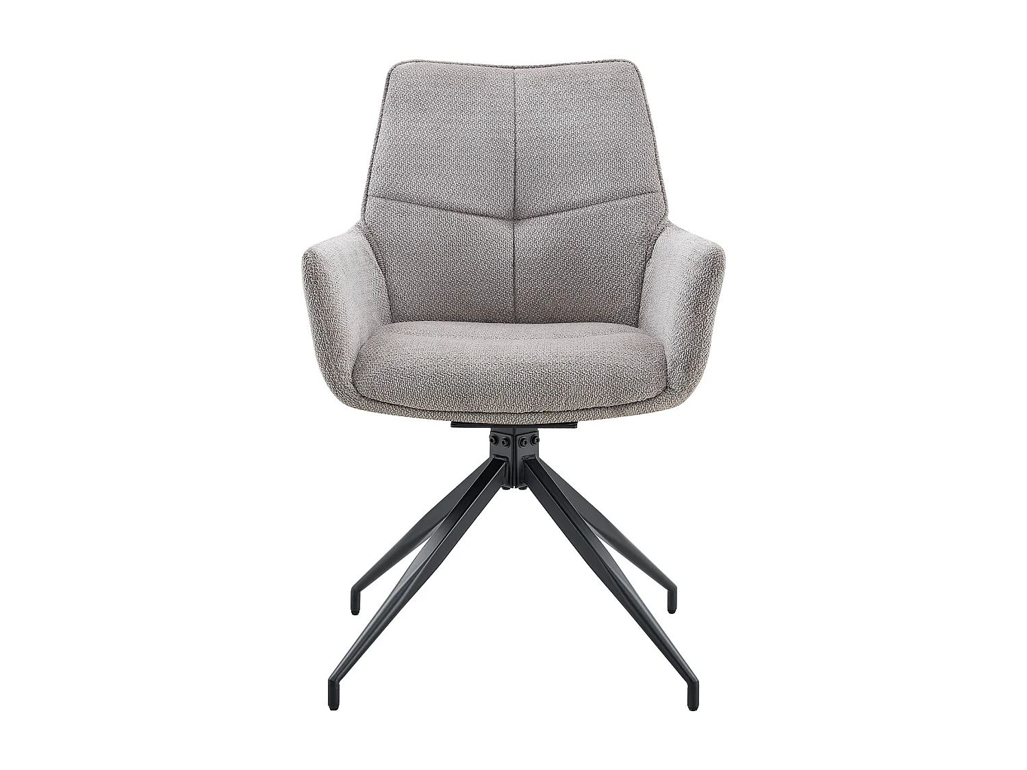 Lot de 2 de Chaises pivotantes à 360° - Tissu gris + pieds en métal noir