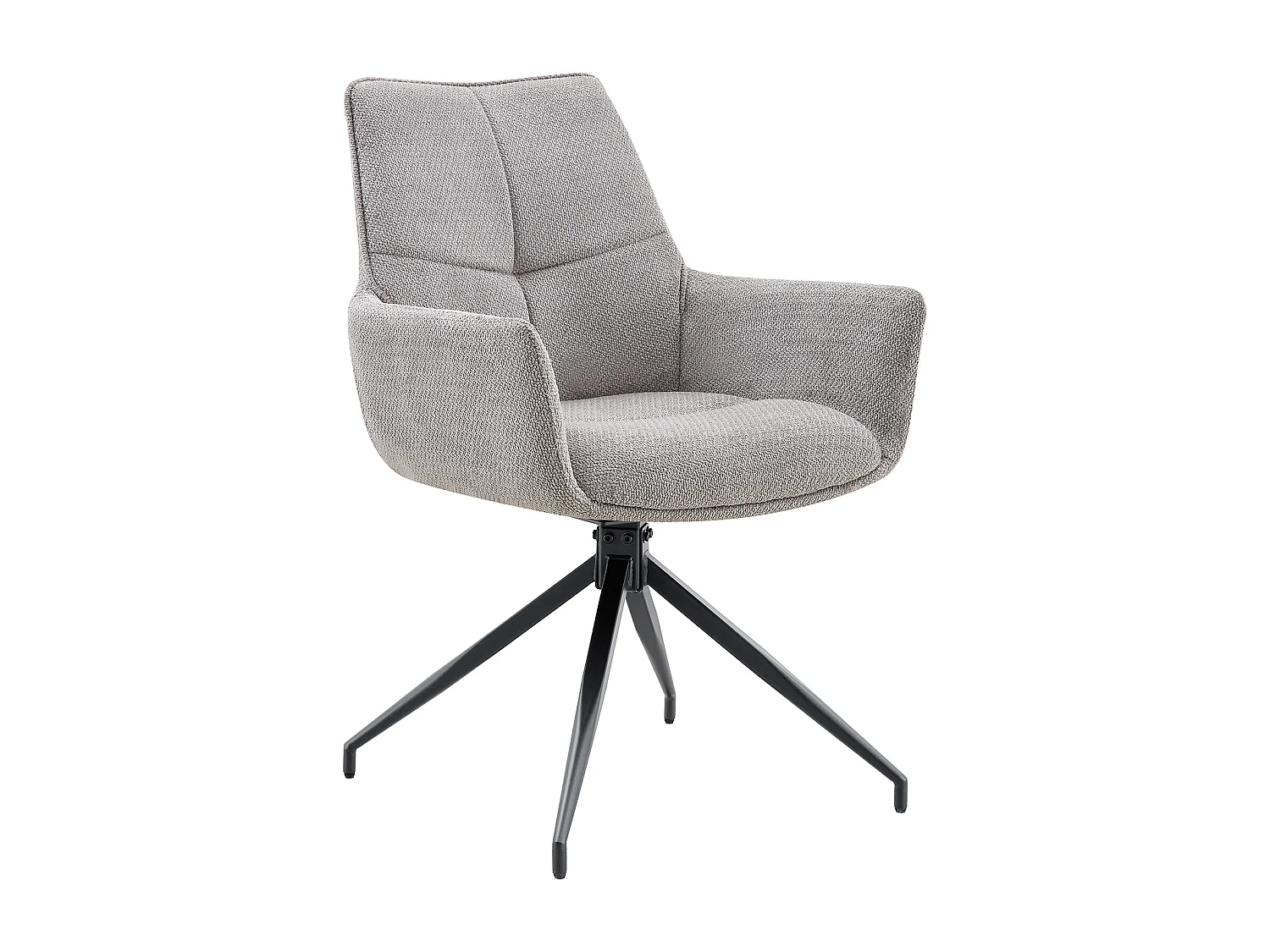 Lot de 2 de Chaises pivotantes à 360° - Tissu gris + pieds en métal noir