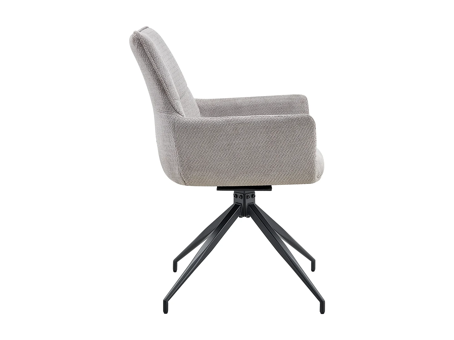 Lot de 2 de Chaises pivotantes à 360° - Tissu gris + pieds en métal noir