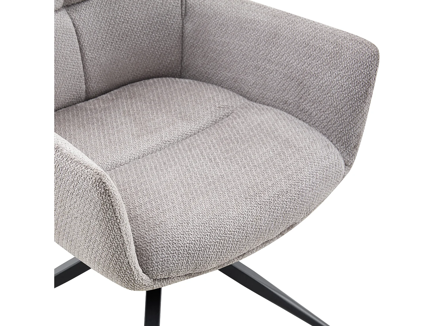 Lot de 2 de Chaises pivotantes à 360° - Tissu gris + pieds en métal noir