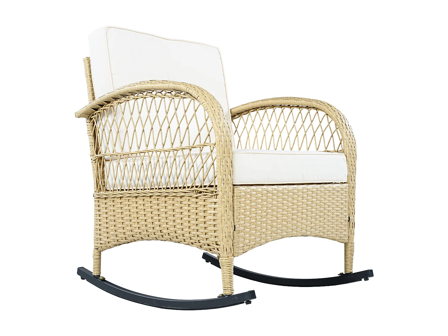 Set da balcone in rattan da 3 pezzi - Cuscini beige