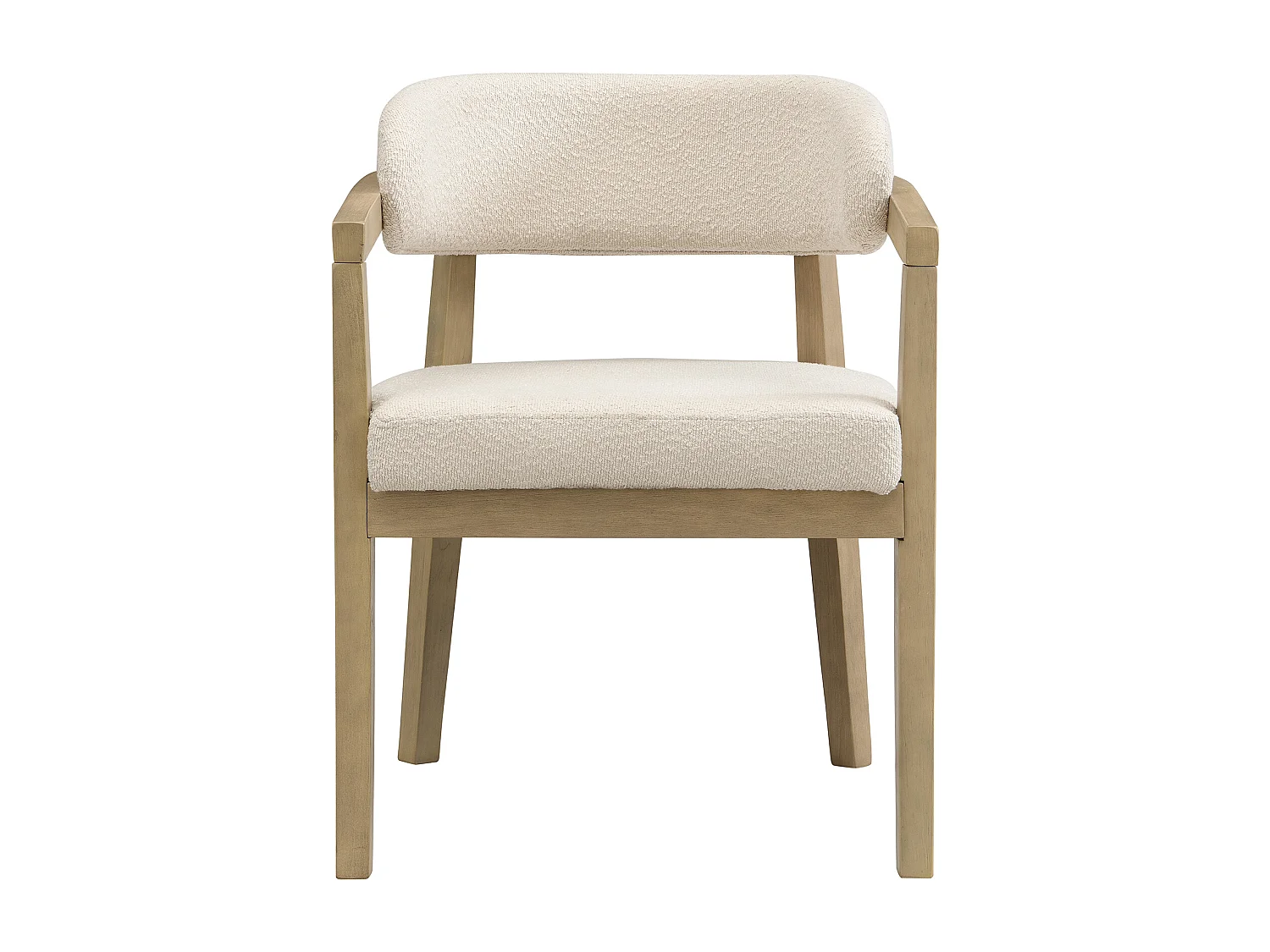 Set di 6 sedie in tessuto bouclé beige con braccioli - Legno naturale