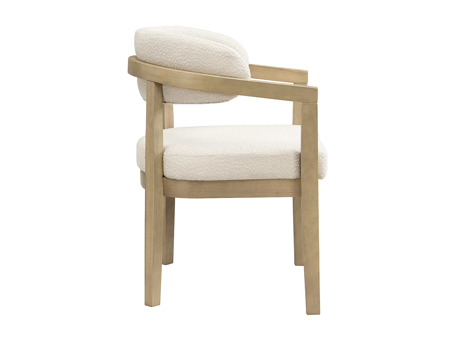 Set di 6 sedie in tessuto bouclé beige con braccioli - Legno naturale