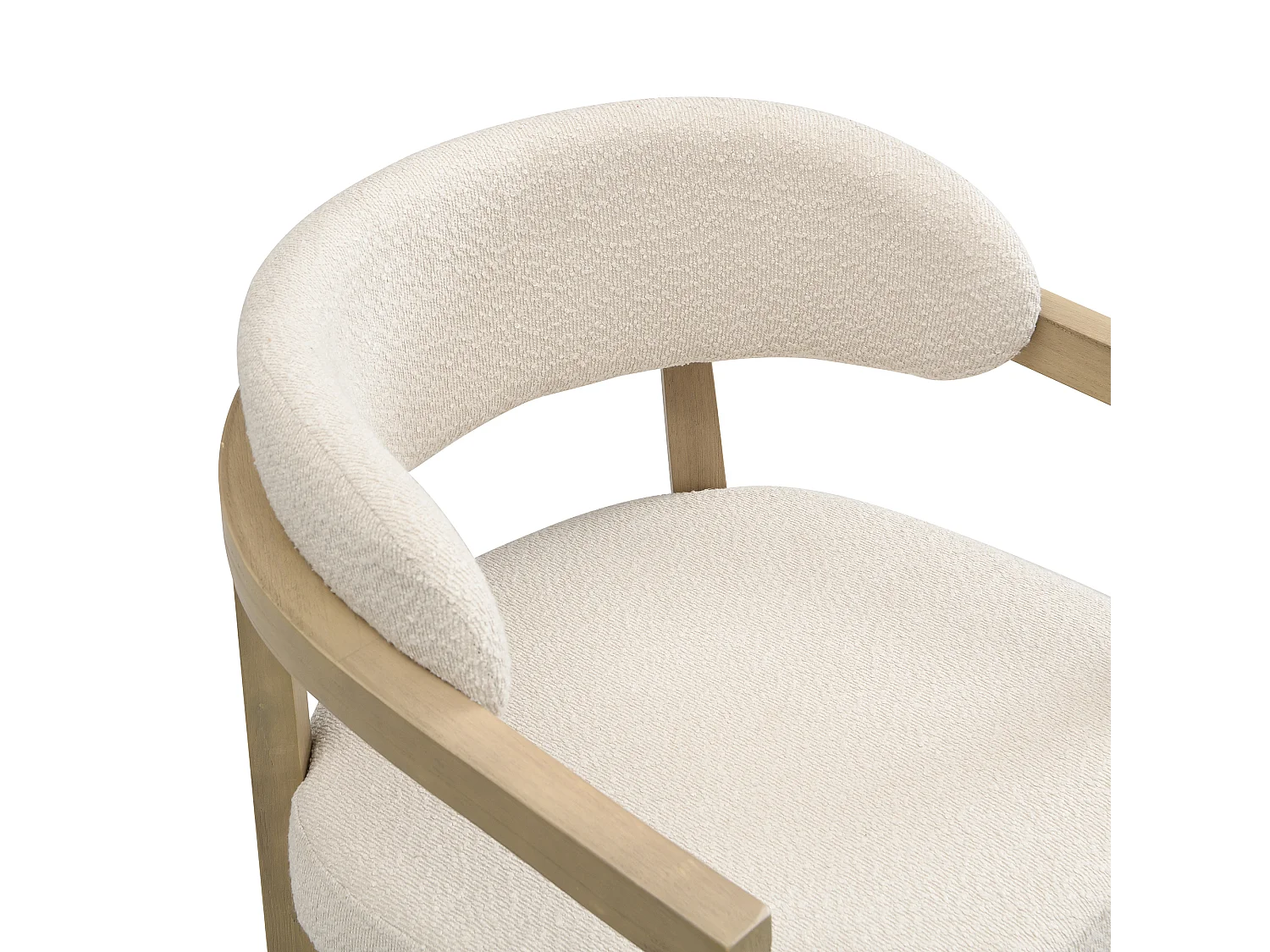 Set di 6 sedie in tessuto bouclé beige con braccioli - Legno naturale