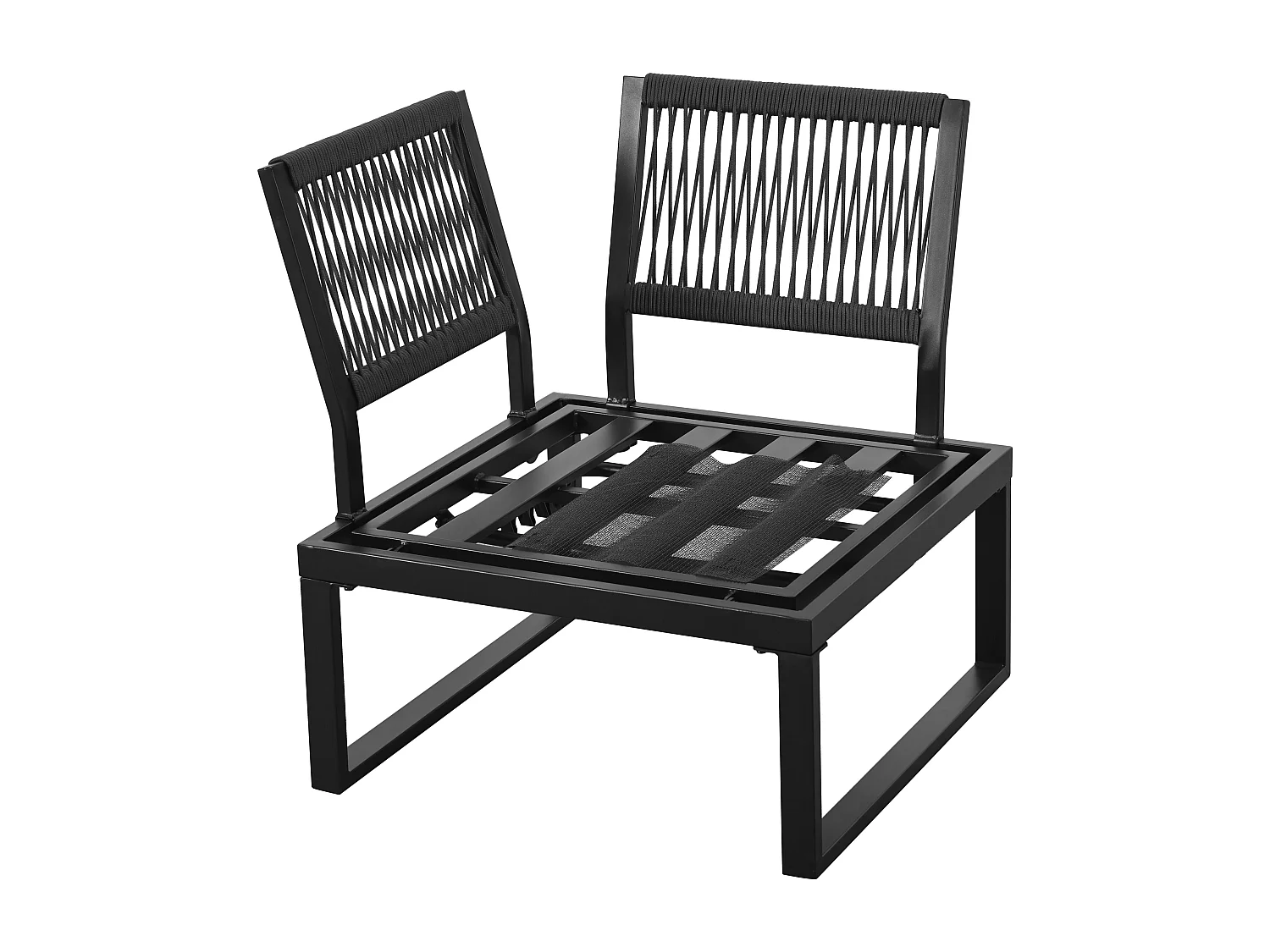 Modulaire loungeset voor in de tuin met 2 ligstoelen en een salontafel - Staal en grijs polyester