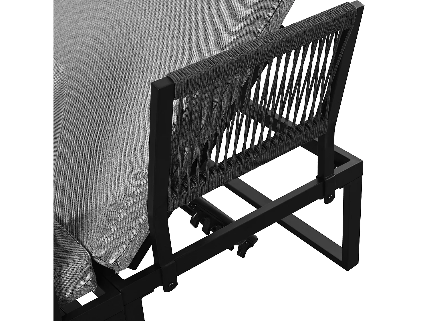 Modulaire loungeset voor in de tuin met 2 ligstoelen en een salontafel - Staal en grijs polyester