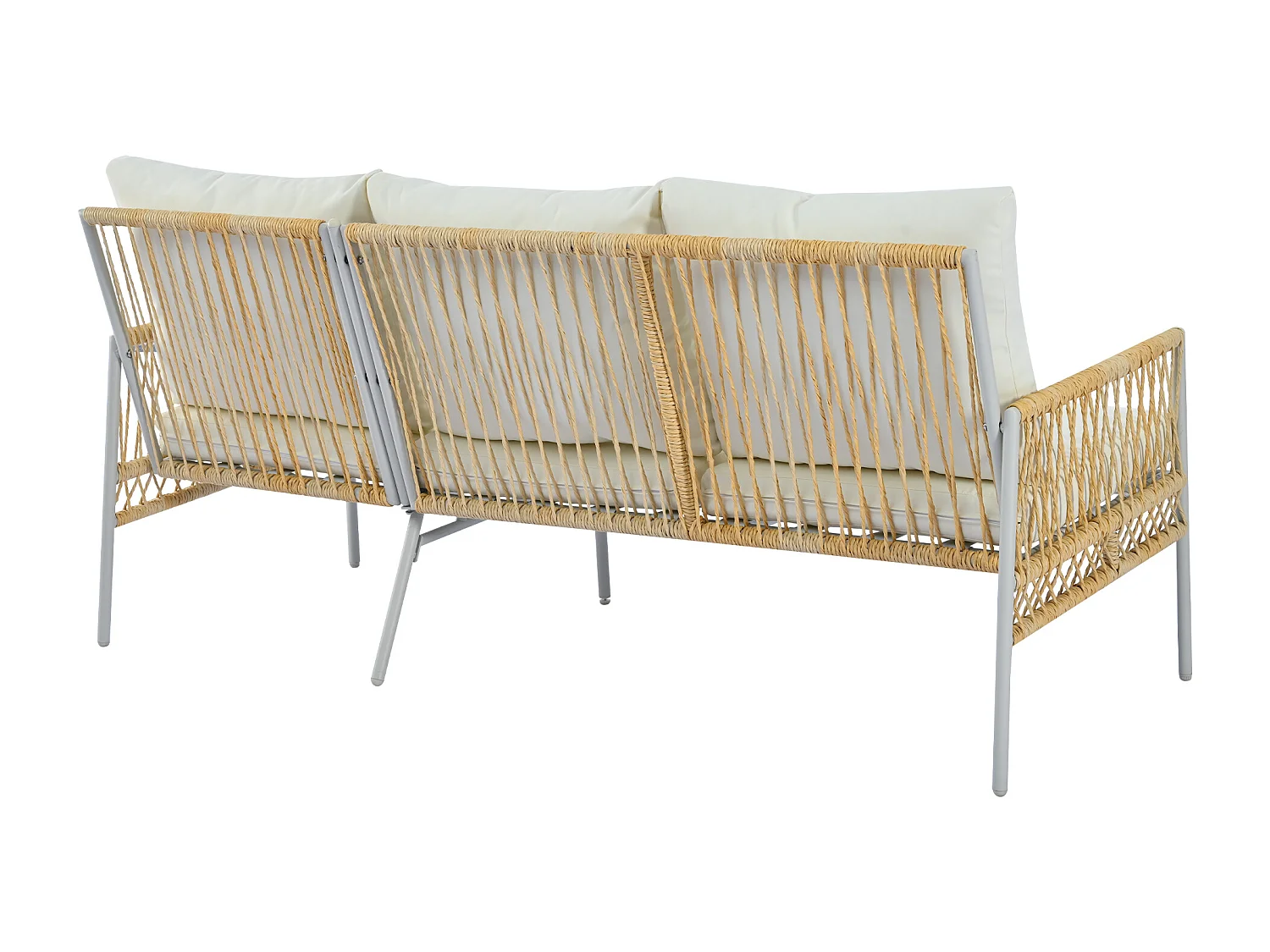 Ensemble de jardin 7 places + 1 table basse - Rotin PE + acier + verre trempé - Beige