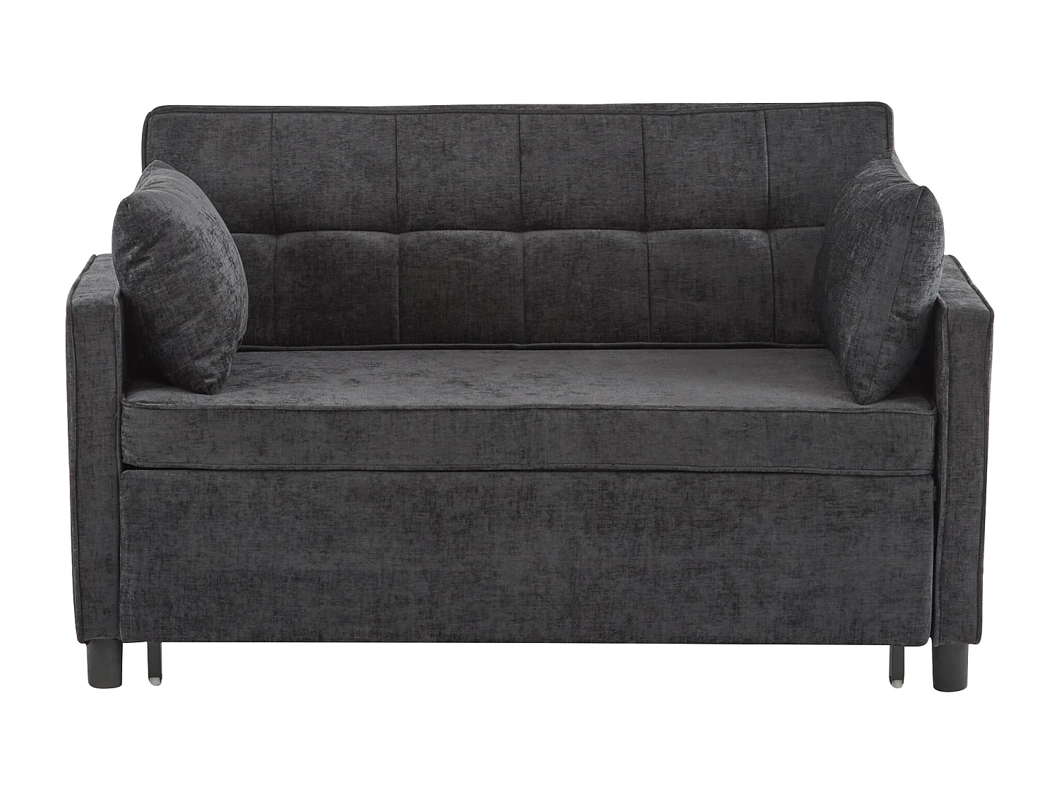 Canapé convertible 2 places avec dossier réglable - Tissu chenille noir antique