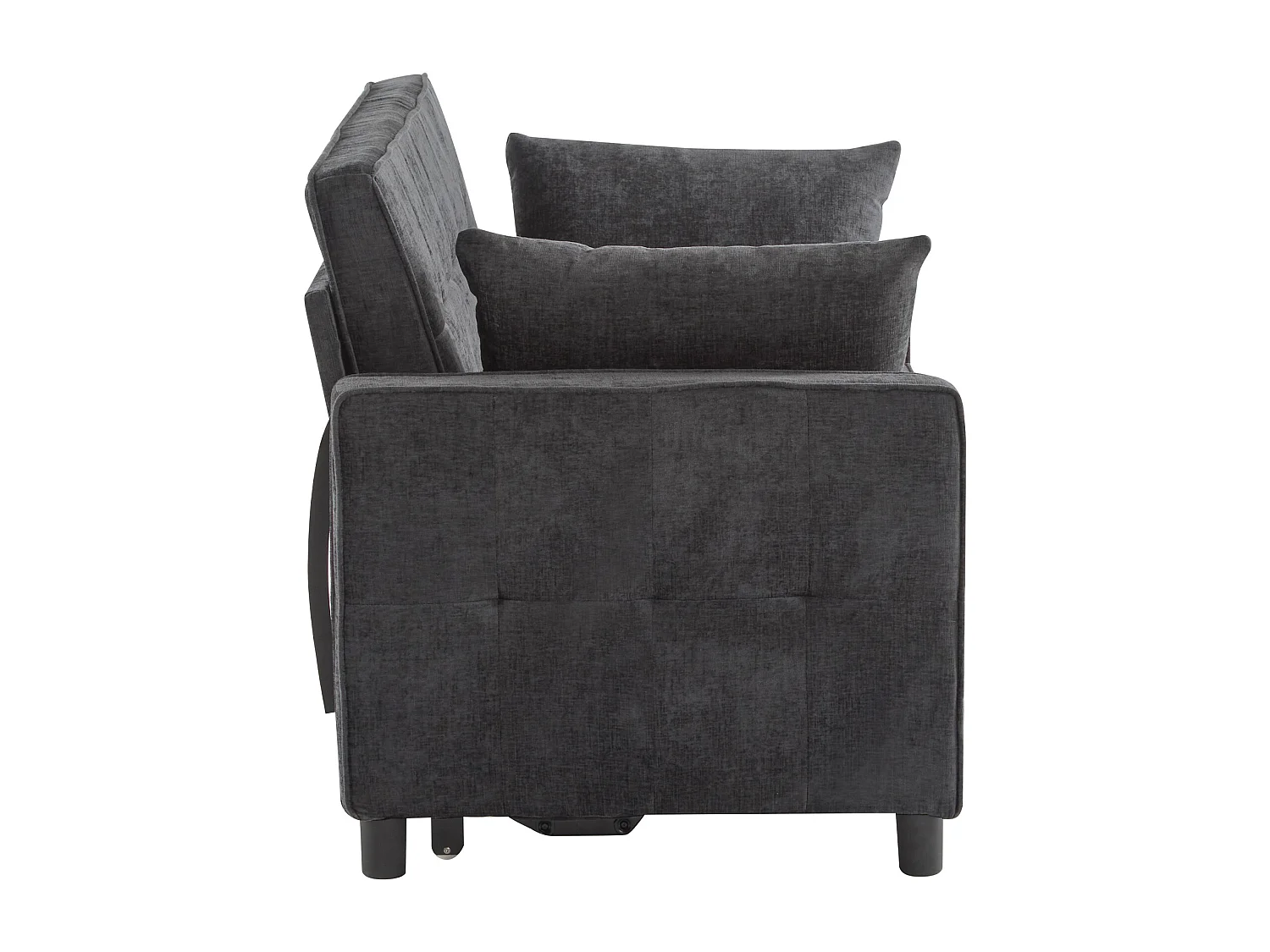 Canapé convertible 2 places avec dossier réglable - Tissu chenille noir antique