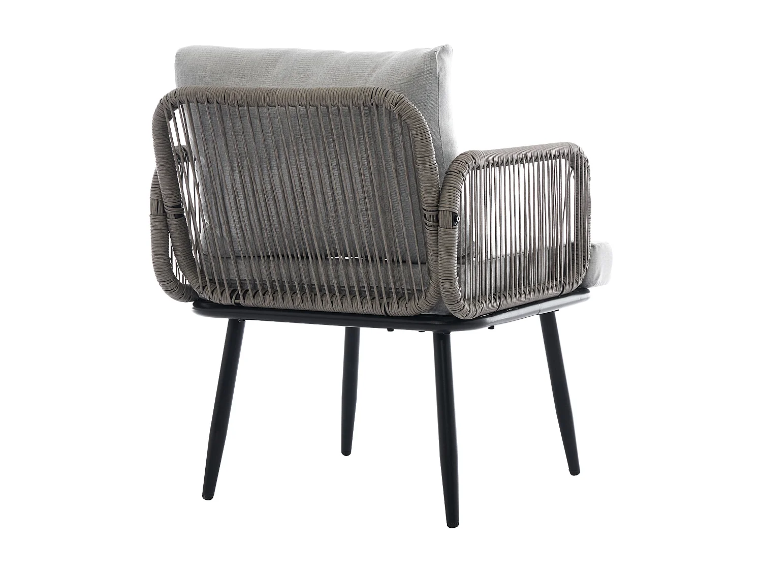 Metalen tuinset: 2-zitsbank + 2 fauteuils + 1 salontafel - Grijs