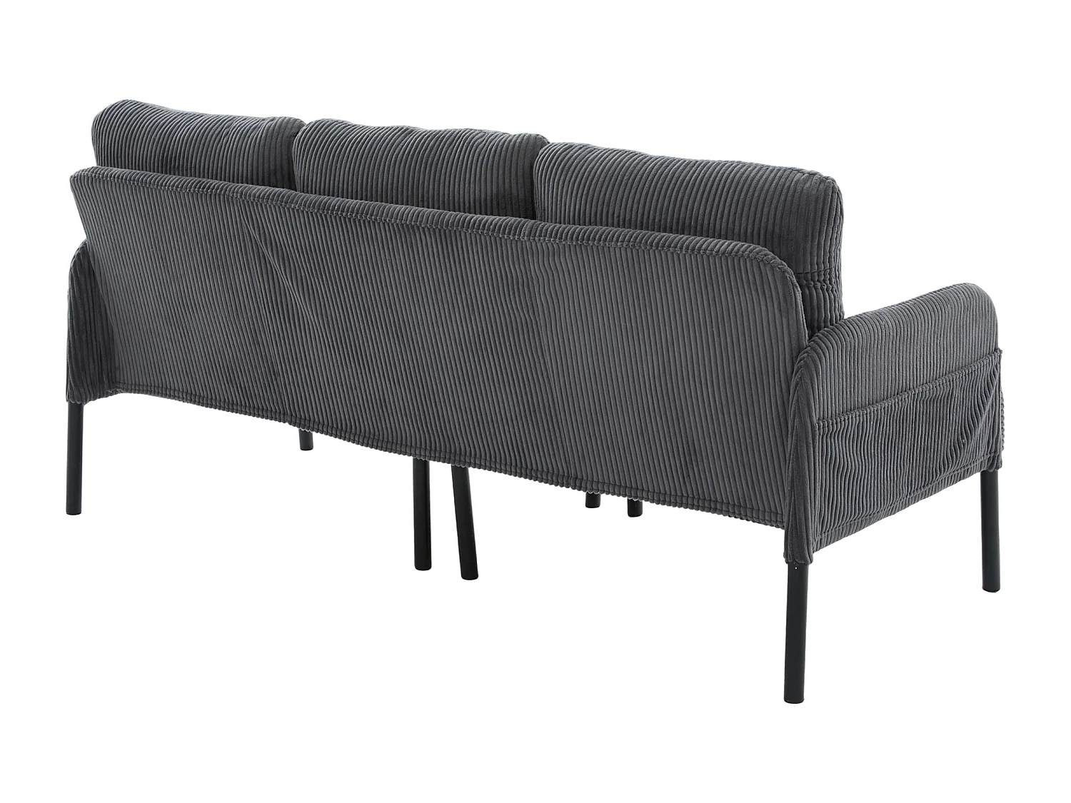 Canapé 3 places en velours côtelé gris - Pieds en métal