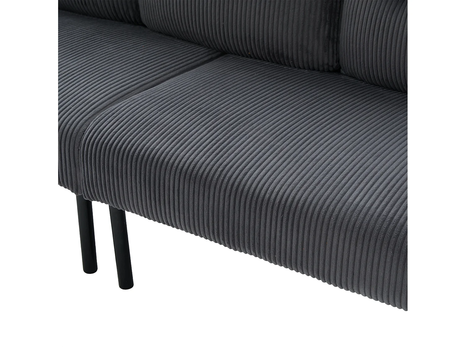 Canapé 3 places en velours côtelé gris - Pieds en métal