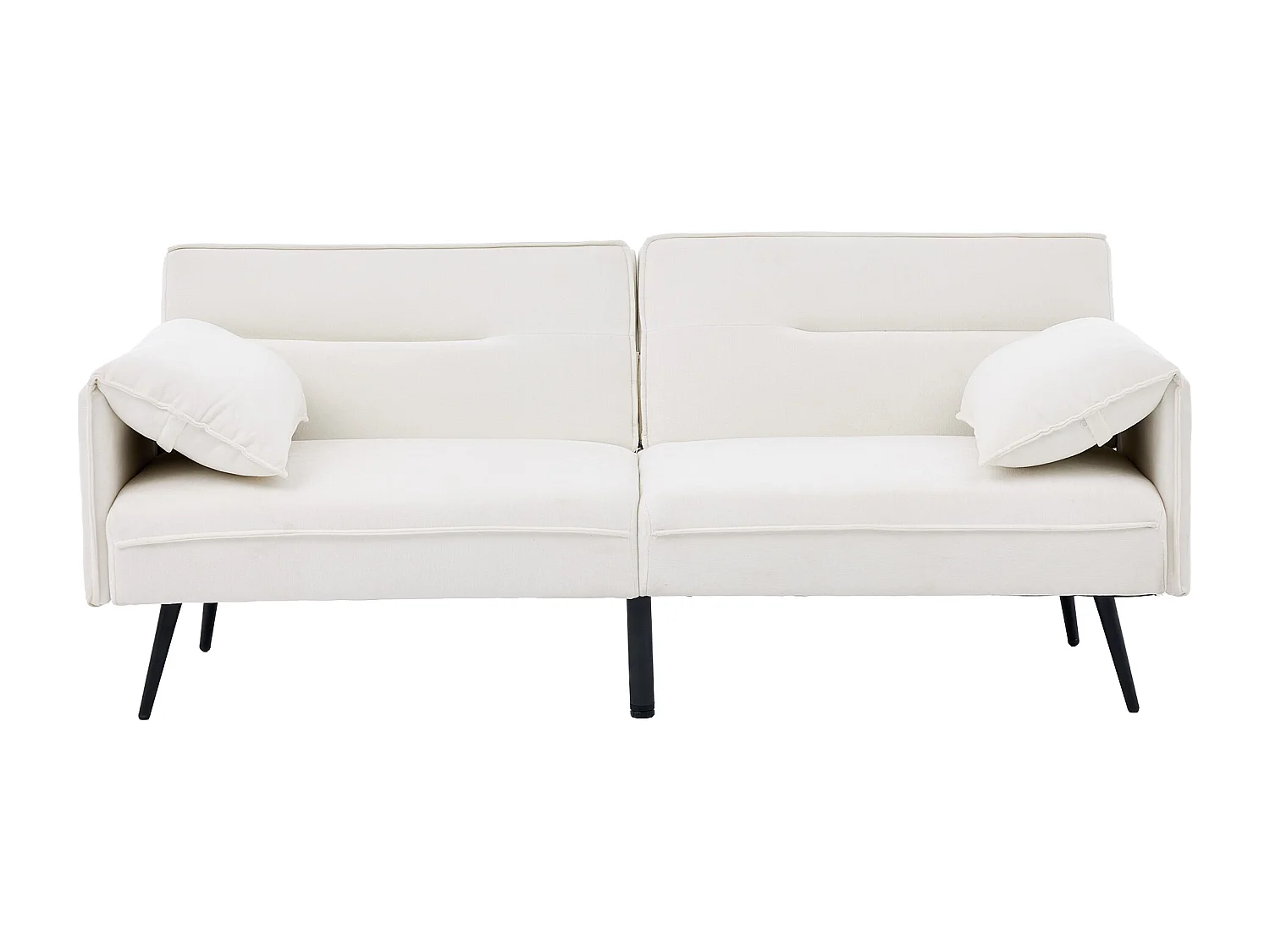 Canapé convertible 2 places en tissu blanc, dossier inclinable 3 positions