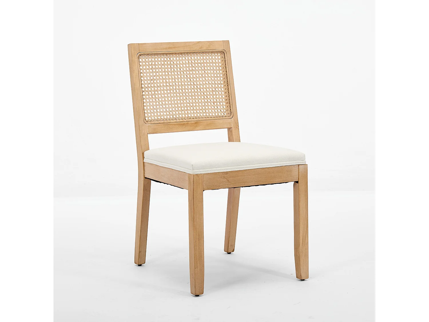 Lot de 2 chaises de salle à manger avec dossier en rotin - Lin beige