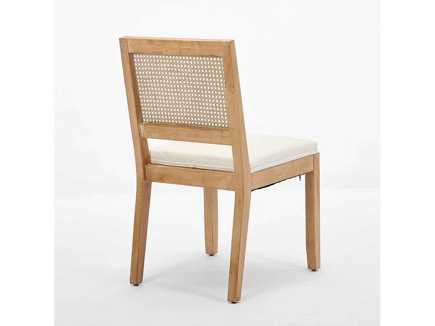 Lot de 2 chaises de salle à manger avec dossier en rotin - Lin beige