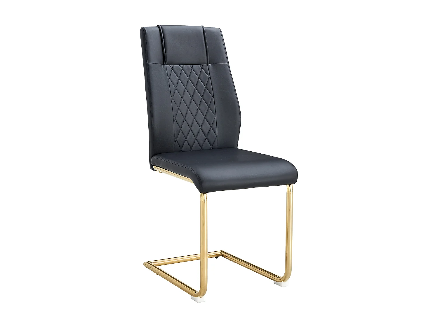 Set di 4 sedie in similpelle nera - Gambe in metallo dorato antiscivolo