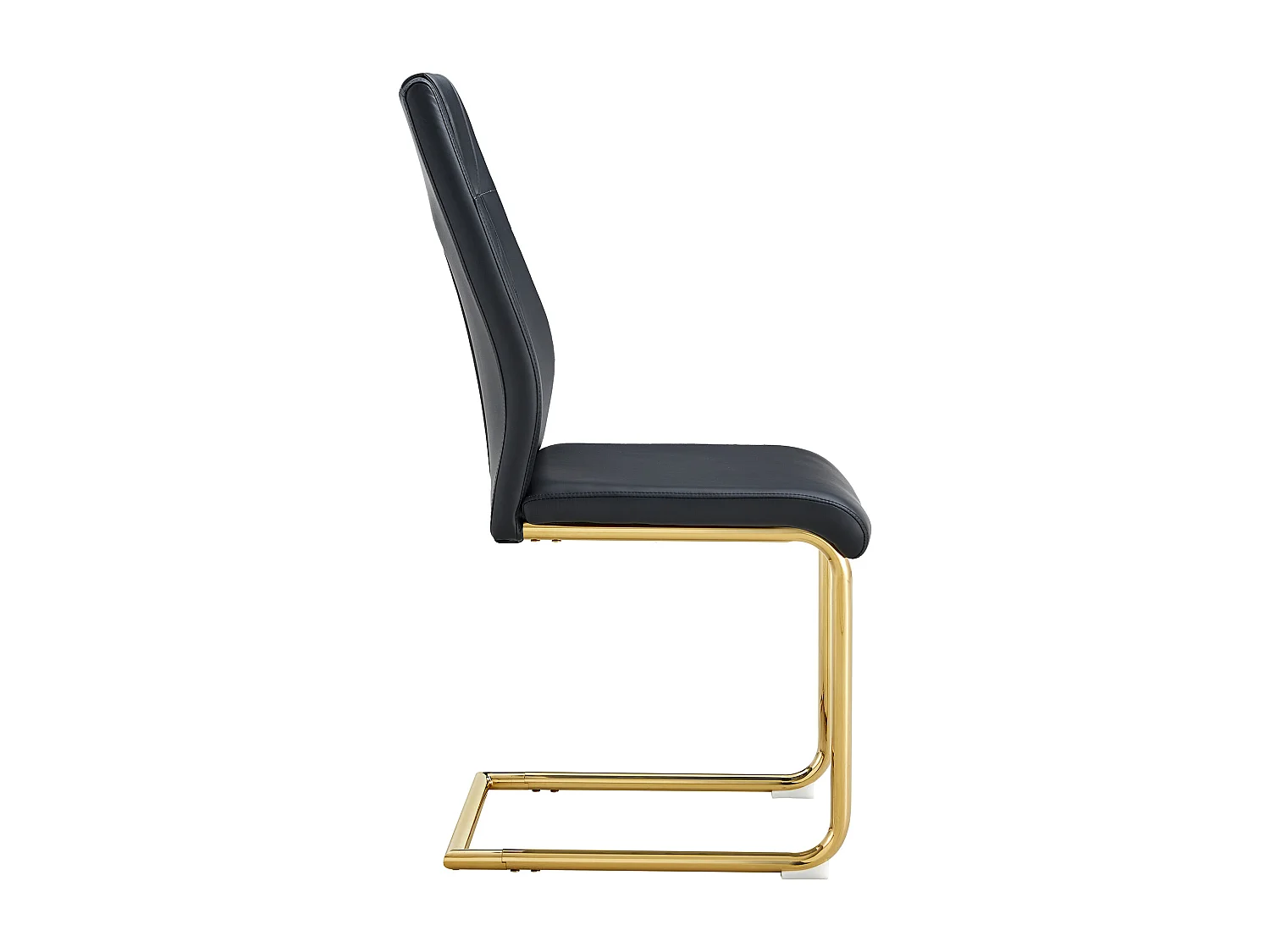 Set di 4 sedie in similpelle nera - Gambe in metallo dorato antiscivolo