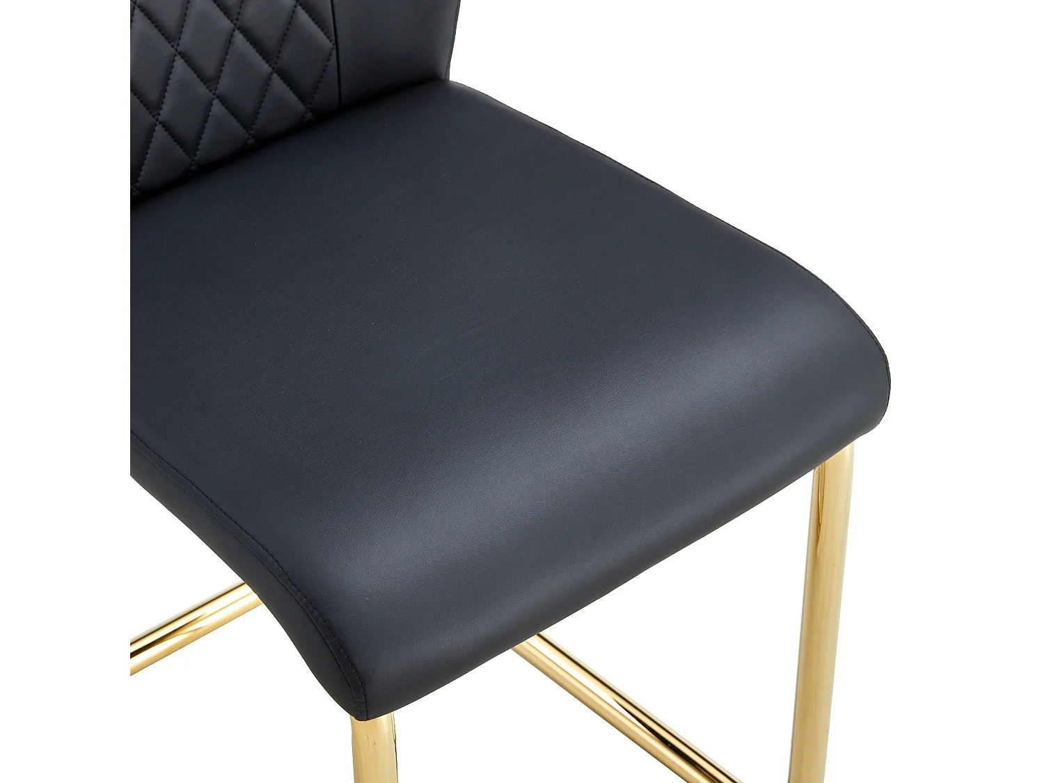 Set di 4 sedie in similpelle nera - Gambe in metallo dorato antiscivolo