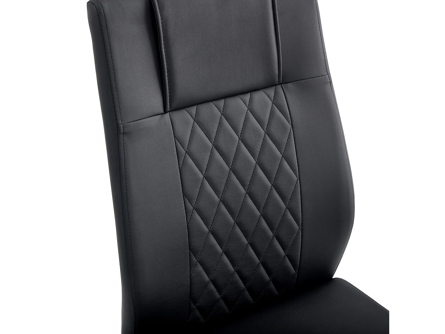 Lot de 4 chaises en simili cuir PU noir - Pieds métal argenté antidérapants