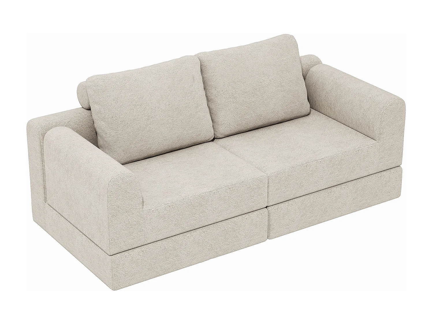 Canapé convertible 2 places 3-1 en flanelle blanc cassé - Pour salon et chambre