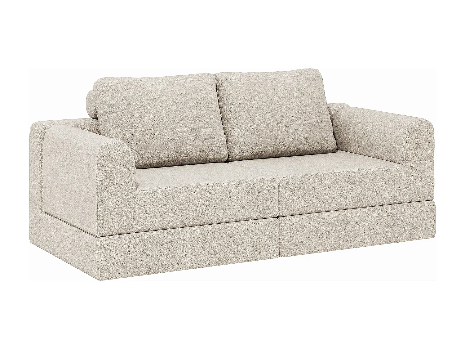 Canapé convertible 2 places 3-1 en flanelle blanc cassé - Pour salon et chambre