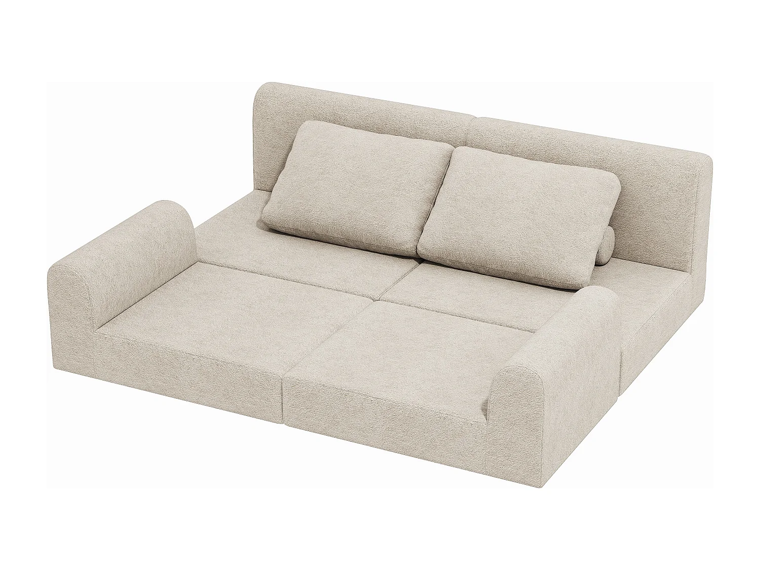 Canapé convertible 2 places 3-1 en flanelle blanc cassé - Pour salon et chambre