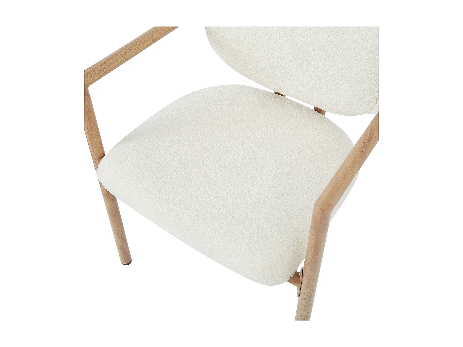 Lot de 6 chaises en tissu bouclé beige - Cadre en métal aspect bois