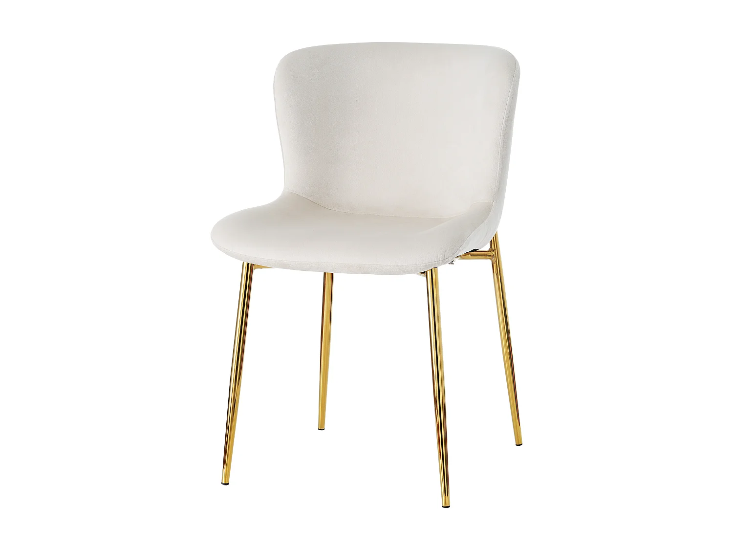 Set van 4 beige fluwelen stoelen met gouden metalen poten
