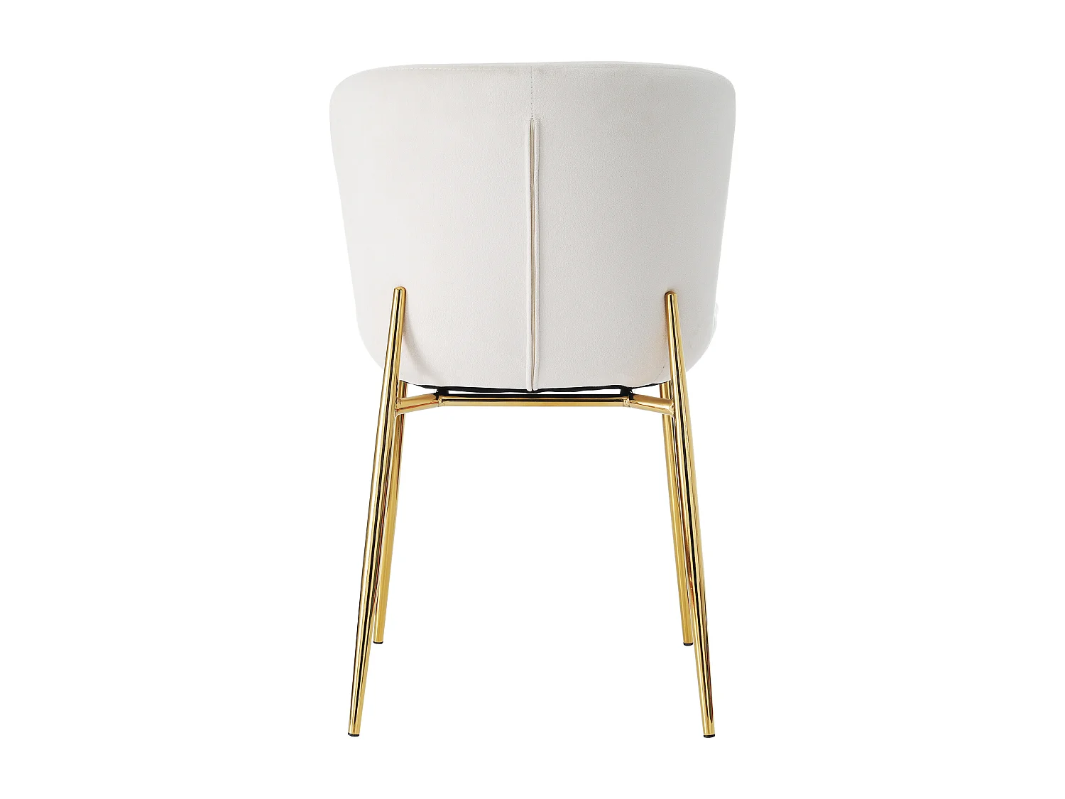 Set van 4 beige fluwelen stoelen met gouden metalen poten