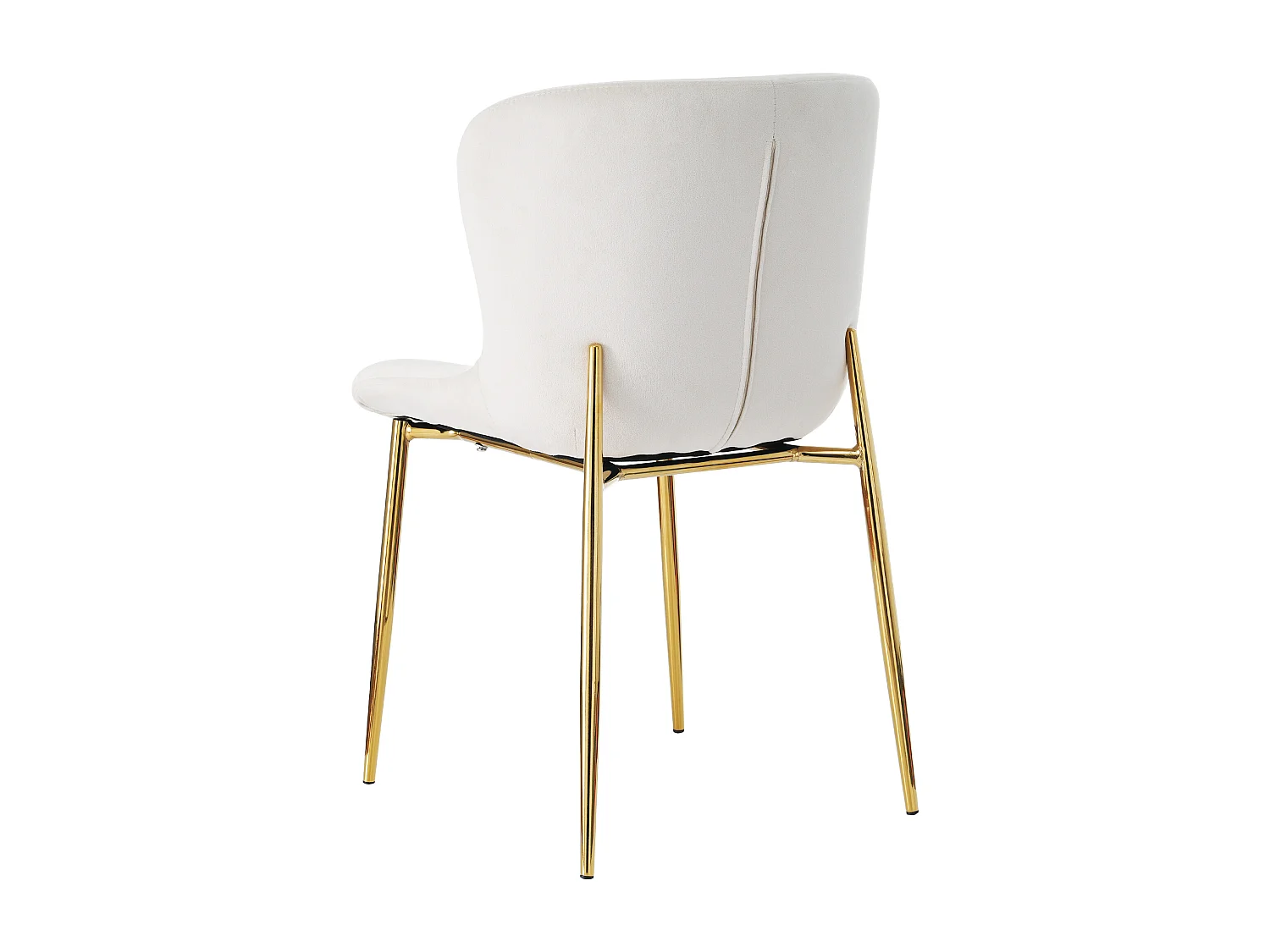 Set van 4 beige fluwelen stoelen met gouden metalen poten