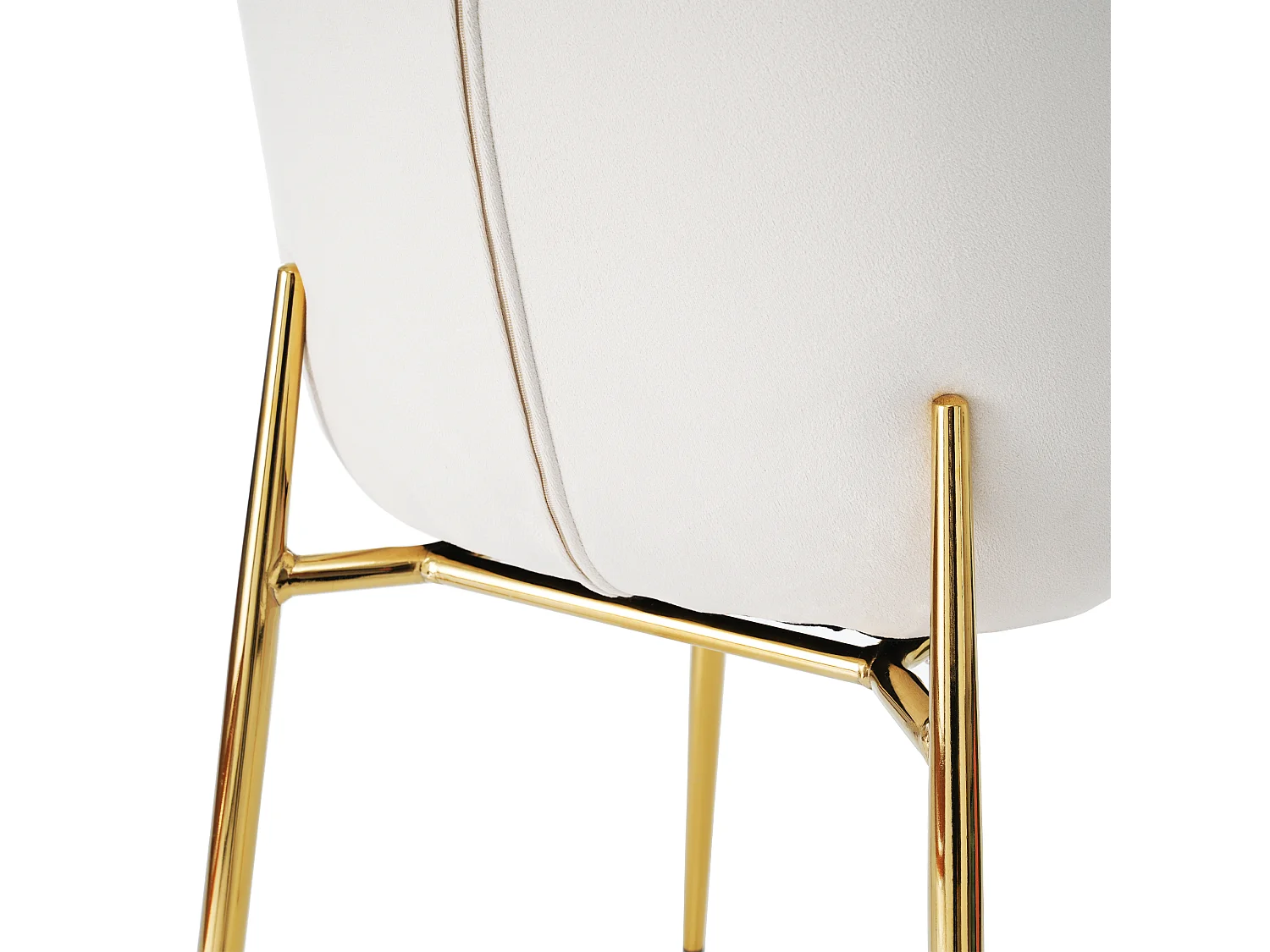 Set van 4 beige fluwelen stoelen met gouden metalen poten