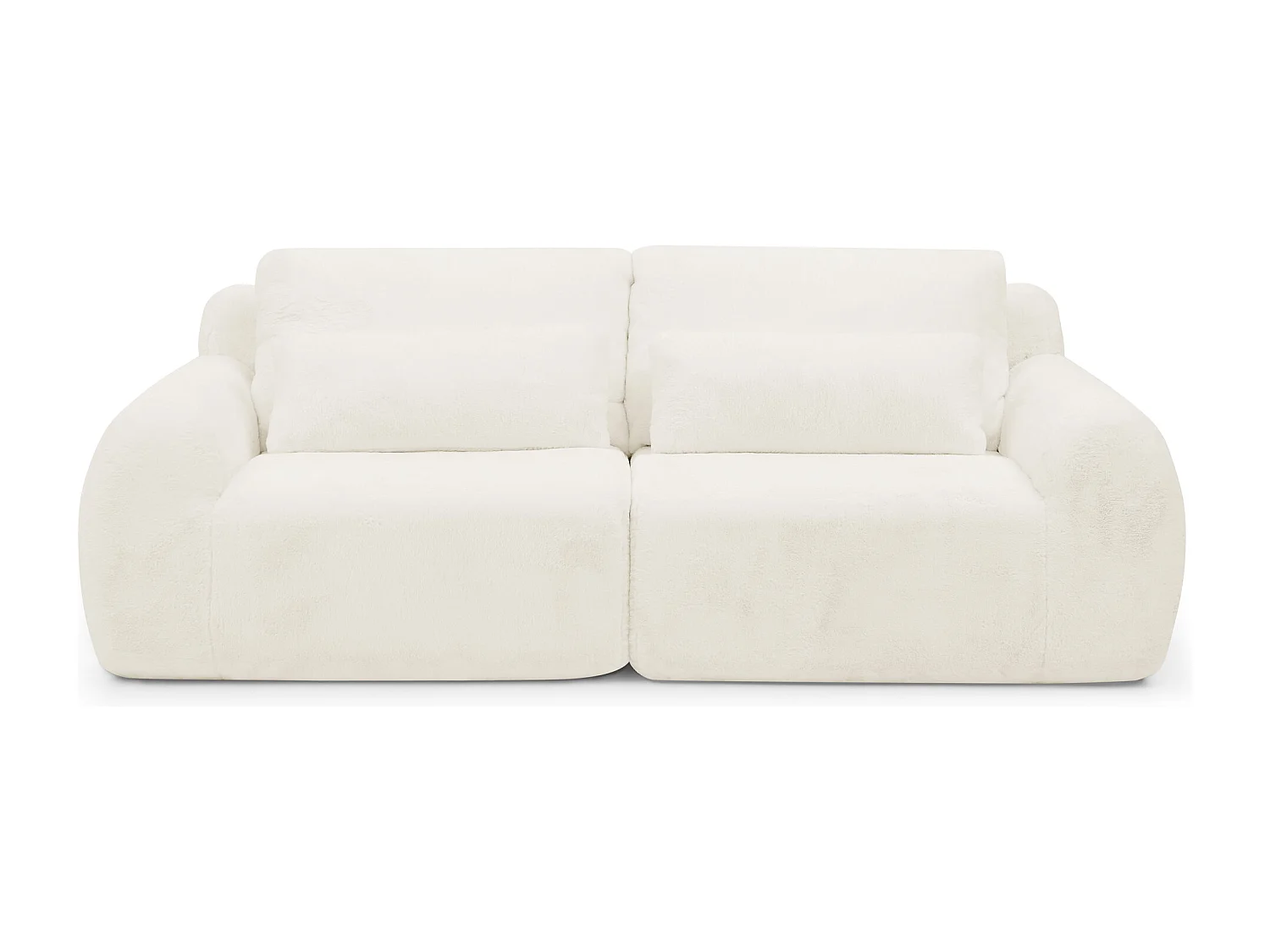 Canapé 2 places avec ports USB et poche latérale - Tissu beige, sans montage