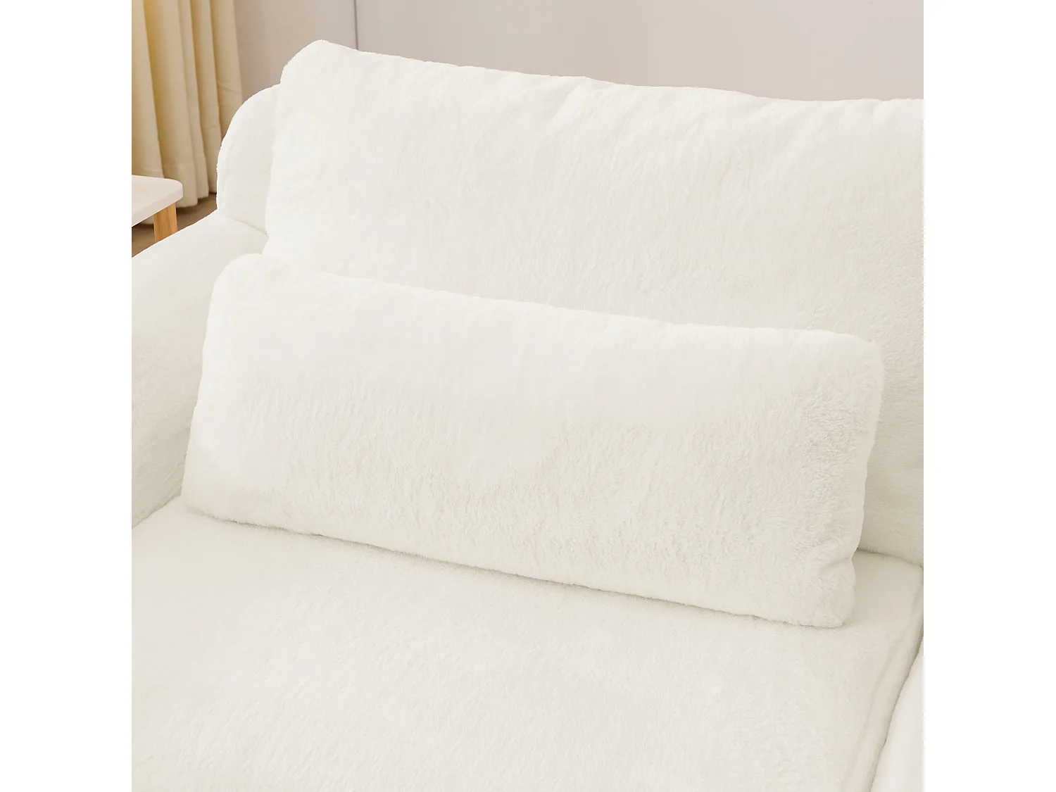 Canapé 2 places avec ports USB et poche latérale - Tissu beige, sans montage