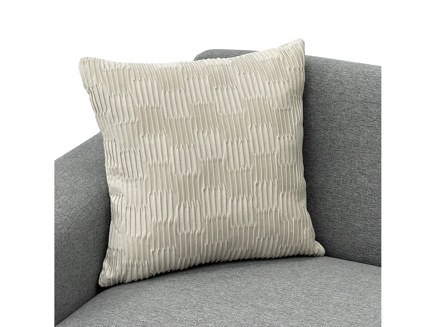 Canapé 2 places en lin gris clair - Structure en bois et pieds métal