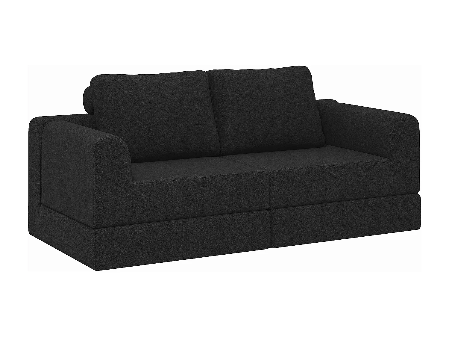 Canapé convertible 2 places 3-1 en flanelle noir - Pour salon et chambre