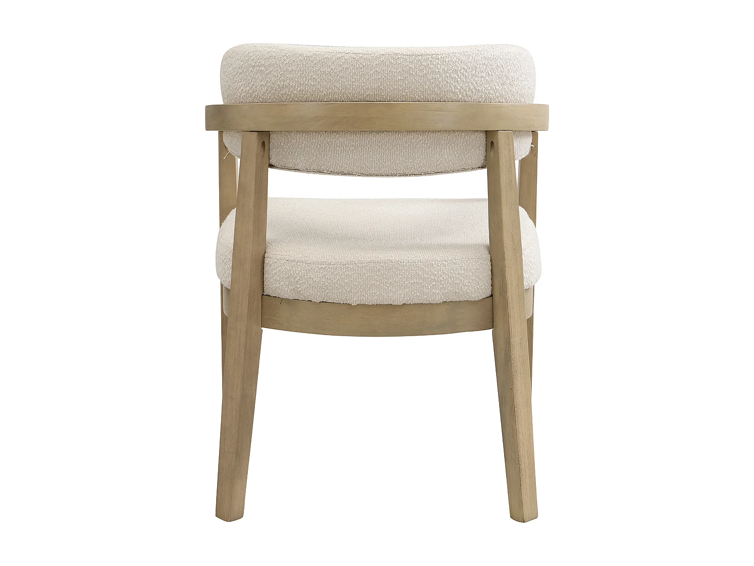 Juego de 2 sillas de tela bouclé beige con reposabrazos - Madera natural