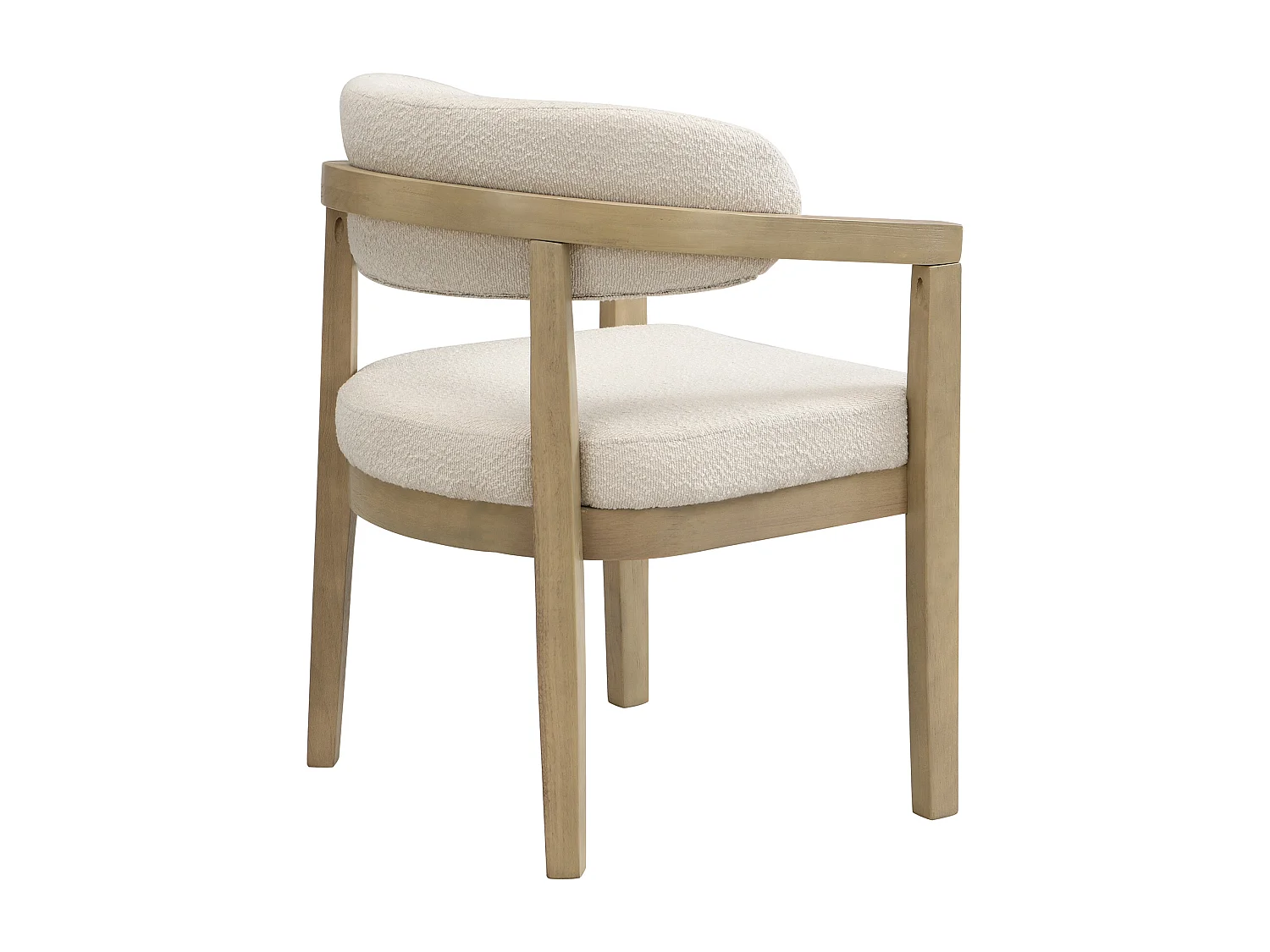Juego de 2 sillas de tela bouclé beige con reposabrazos - Madera natural