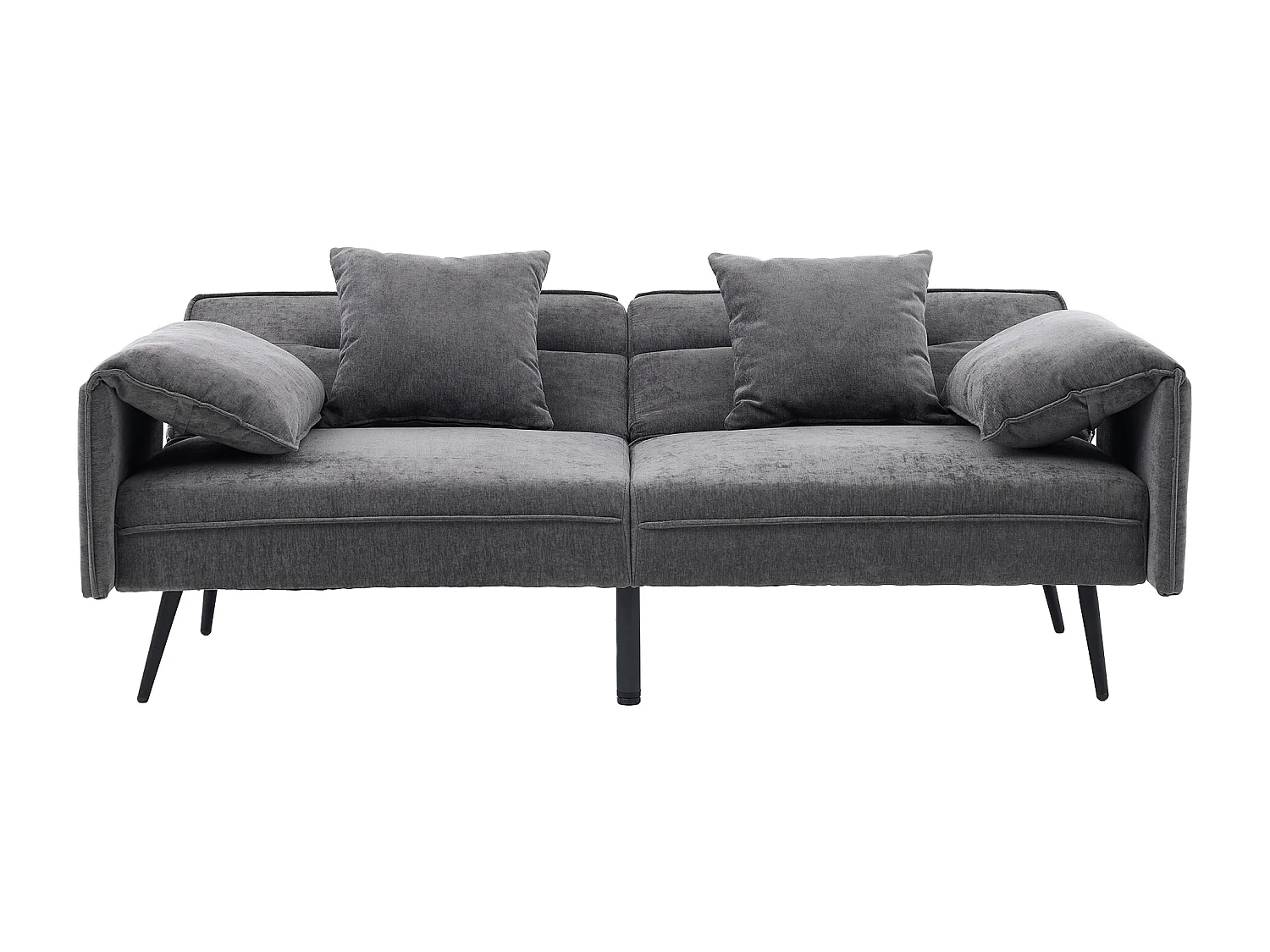 Canapé convertible 2 places en tissu gris, dossier inclinable 3 positions