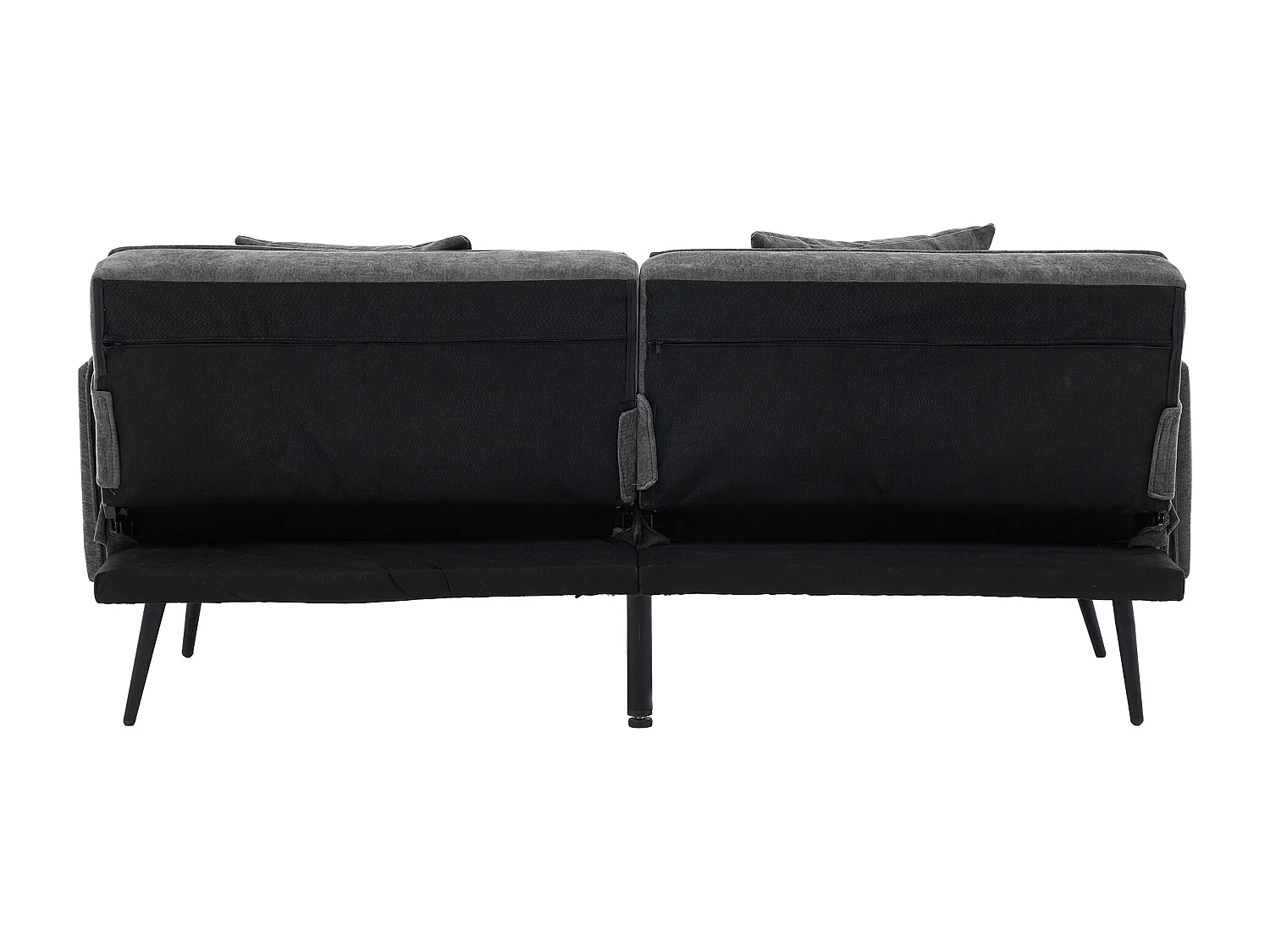 Canapé convertible 2 places en tissu gris, dossier inclinable 3 positions