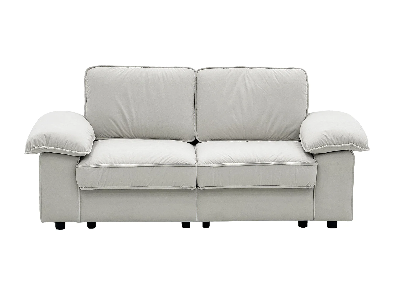 Tweezitsbank in crèmekleurige stof met opbergvak - Houten frame