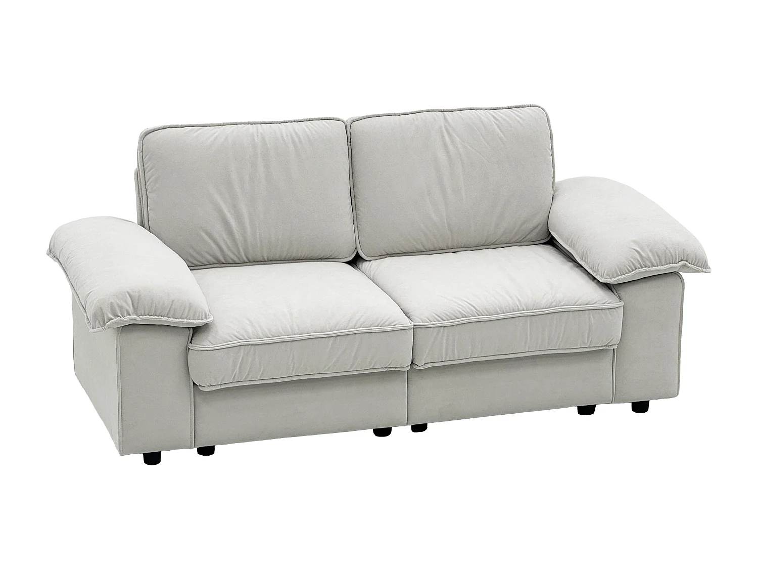 Tweezitsbank in crèmekleurige stof met opbergvak - Houten frame