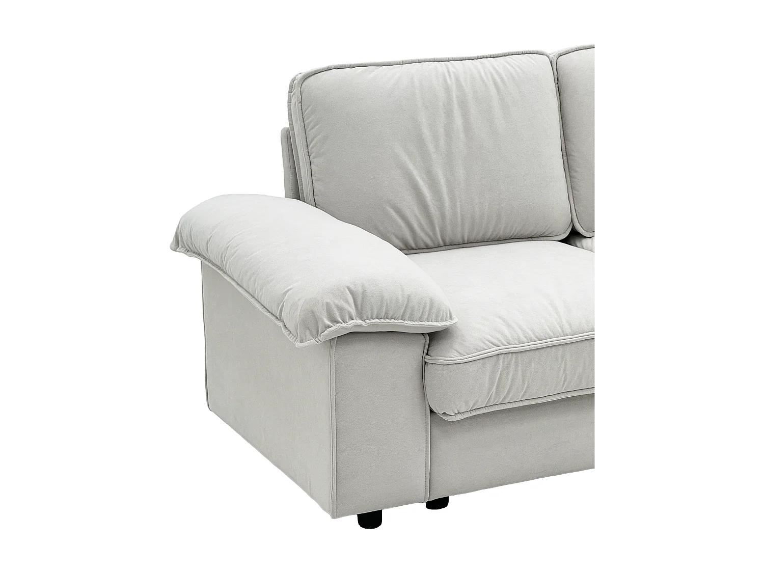 Tweezitsbank in crèmekleurige stof met opbergvak - Houten frame