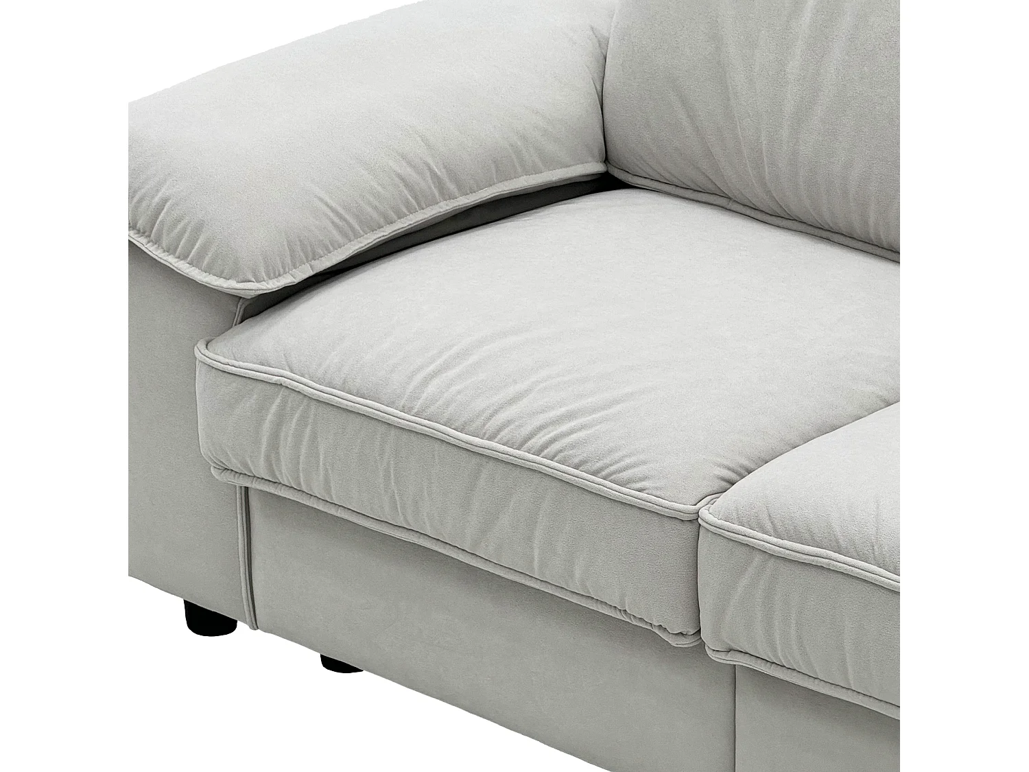 Tweezitsbank in crèmekleurige stof met opbergvak - Houten frame