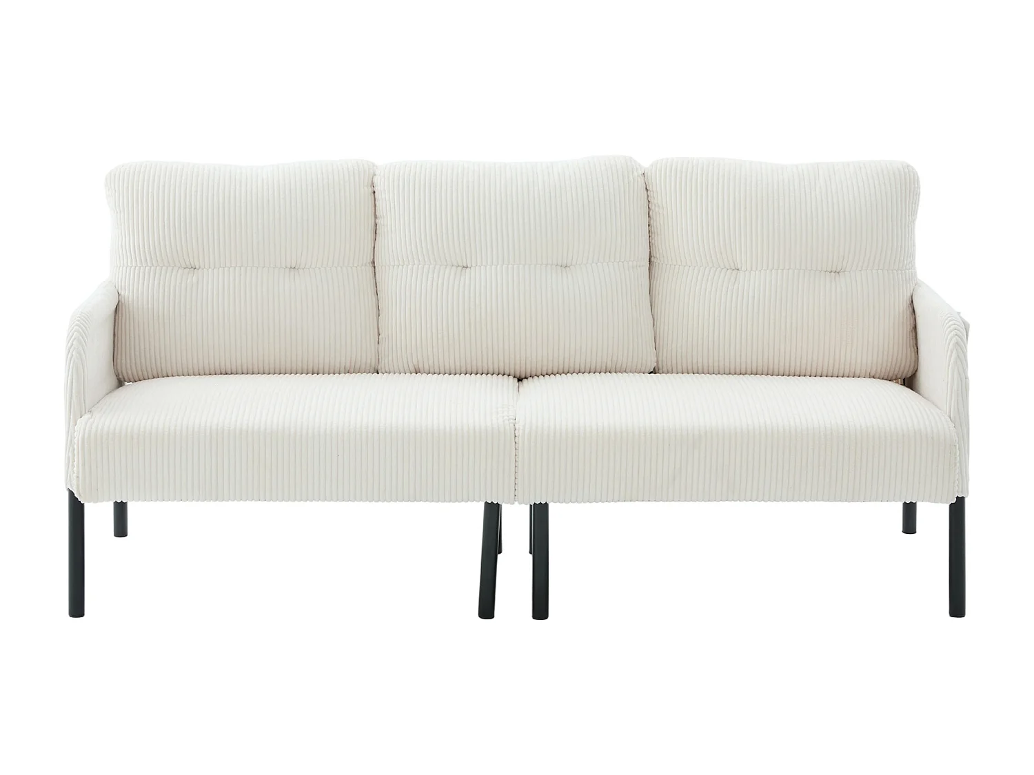 Canapé 3 places en velours côtelé beige - Pieds en métal